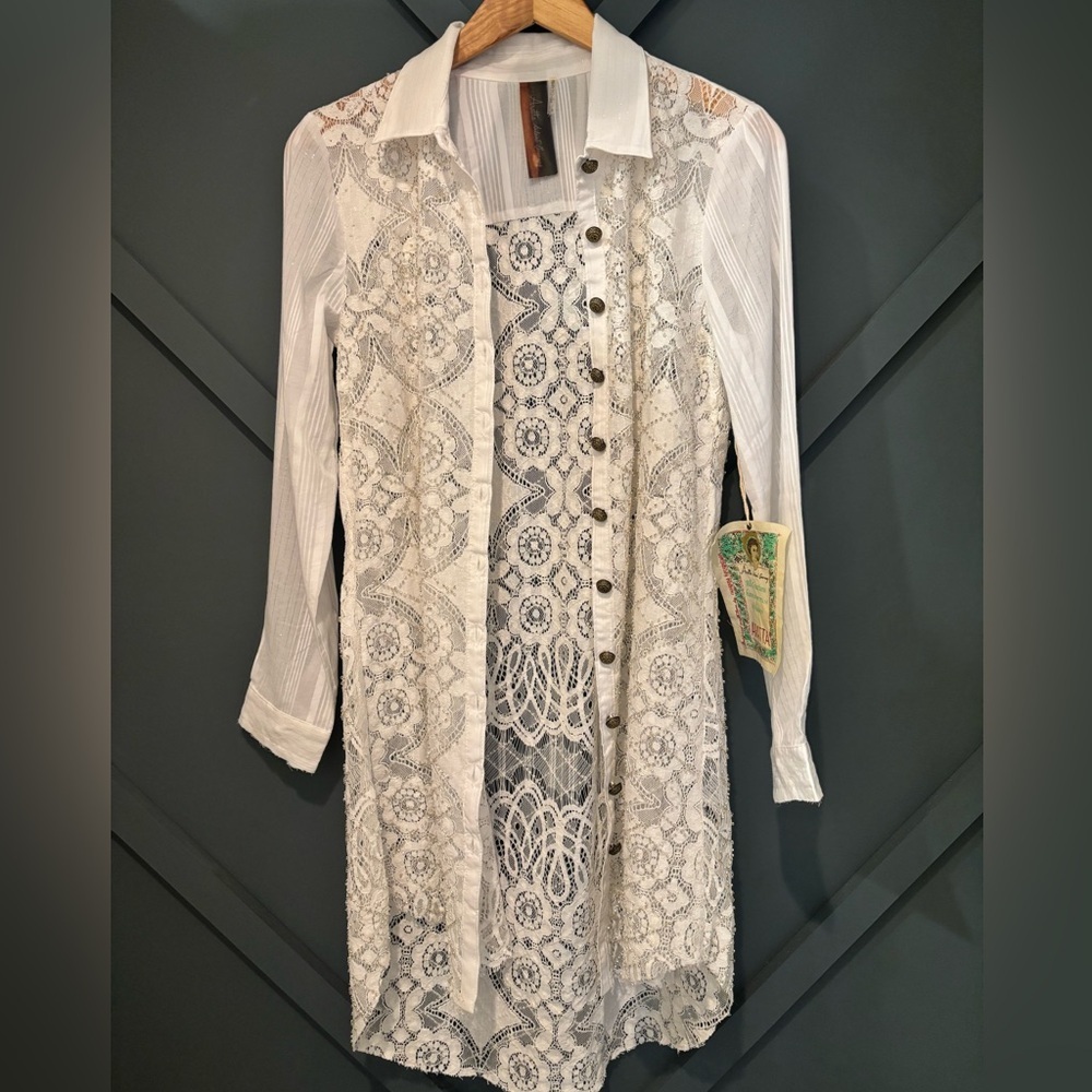 Aratta Silent Journey Hand Beaded Lace Cardigan/Duster Nwt